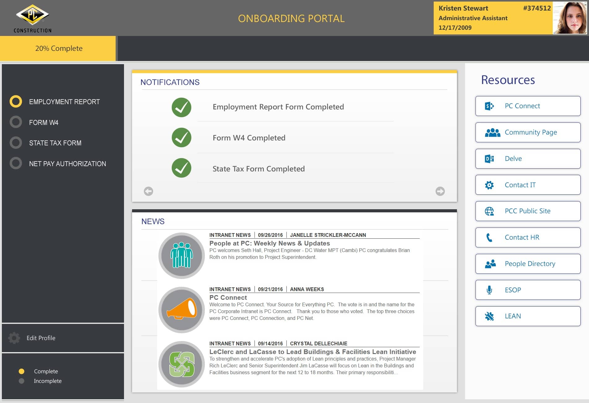 Onboarding-Home Page