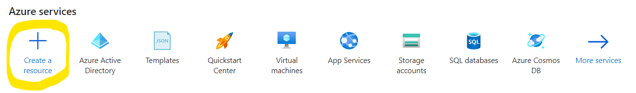 Create a resource button in Azure