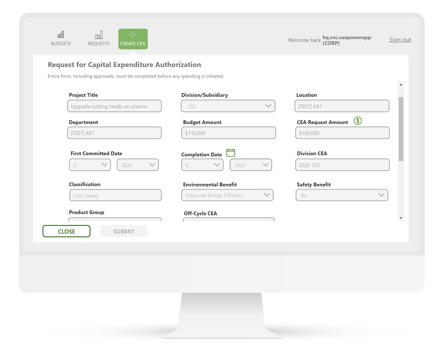 CapEx request form