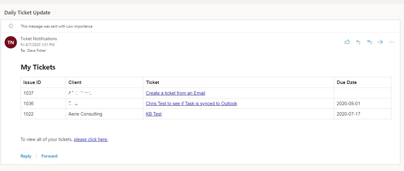 Email Table Example