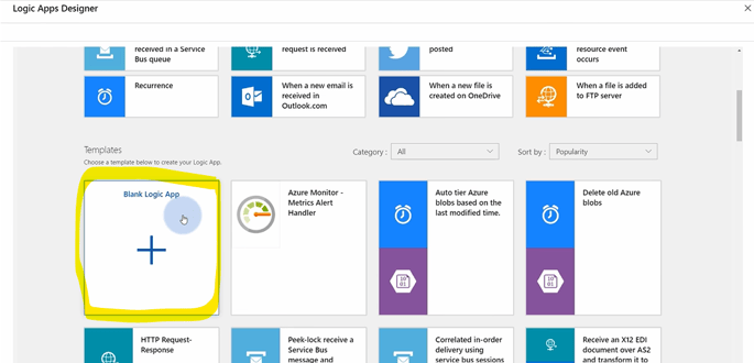 Screenshot blank logic app