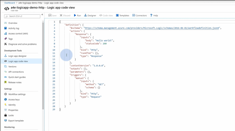 code for logic app created