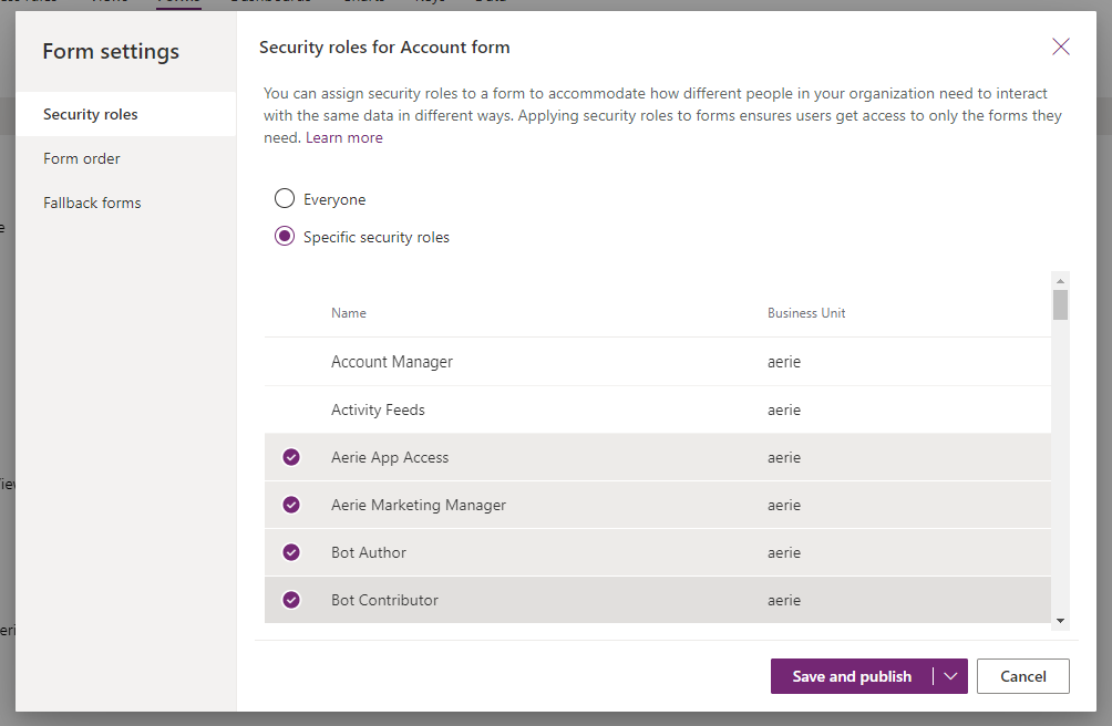 Security roles